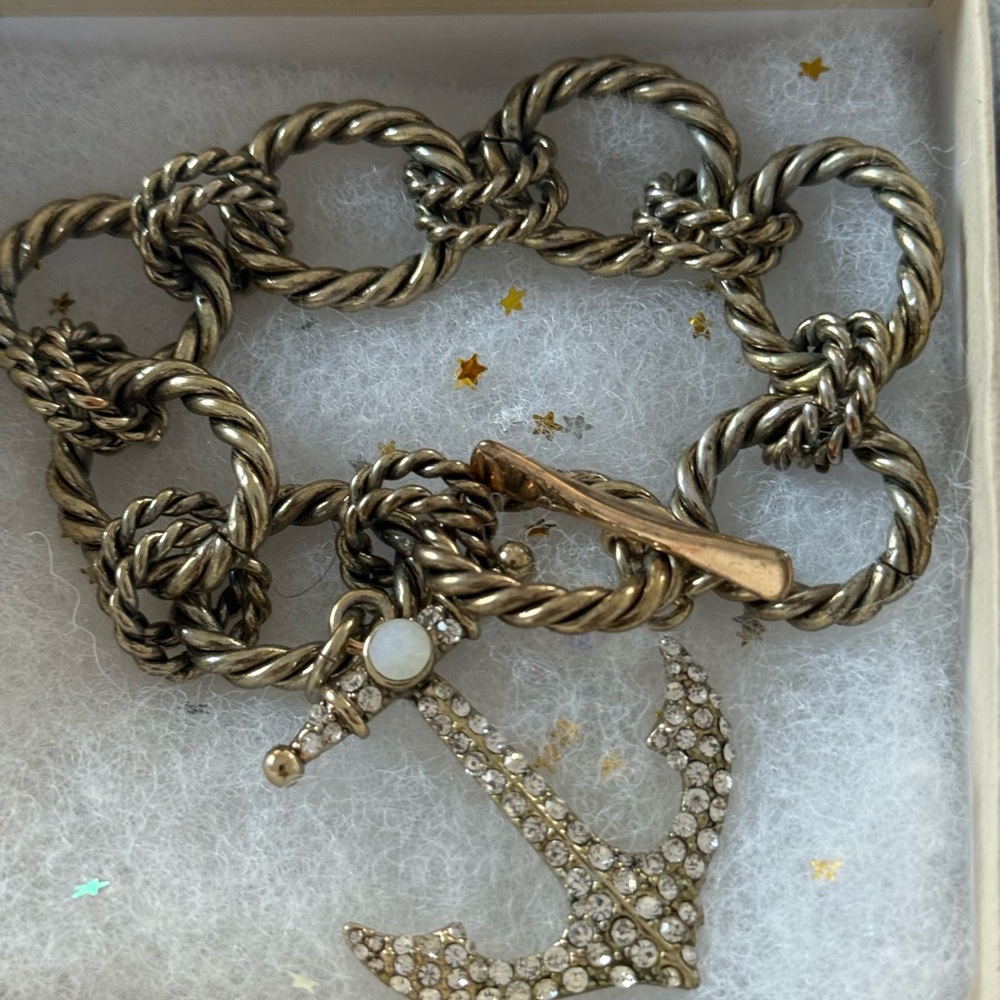 Gold and Silver Anchor Charm Bracelet